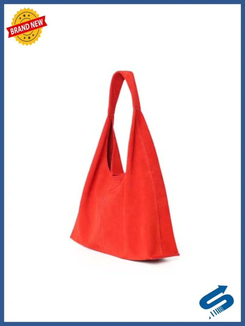 Genuine Suede Leather Slouchy Oversized Crescent Hobo Bag with Detachable Zip